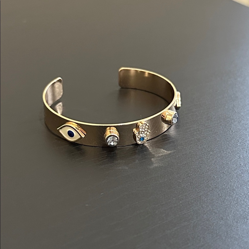 Elegant Gold Evil Eye Cuff Bracelet